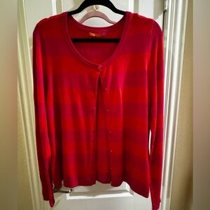 Striped Red and Pink Women's Cardigan